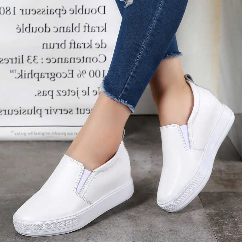 Женские кроссовки из натуральной кожи белые туфли на плоской подошве женская