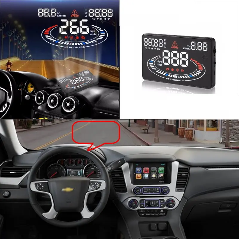 Car HUD Head Up Display For Chevrolet Tahoe/Cruze/Spark/Captiva OBD Electronic Driving Screen Projector Reflecting Windshield