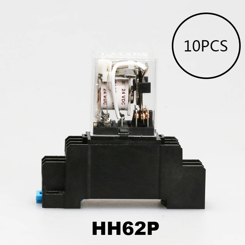 

10PCS Coil Power Relay LY2NJ DC12V/DC24V/DC110V/AC220V Miniature Relay DPDT 8 Pins LY2 HH62P LY2 JQX-13F WITH BASE