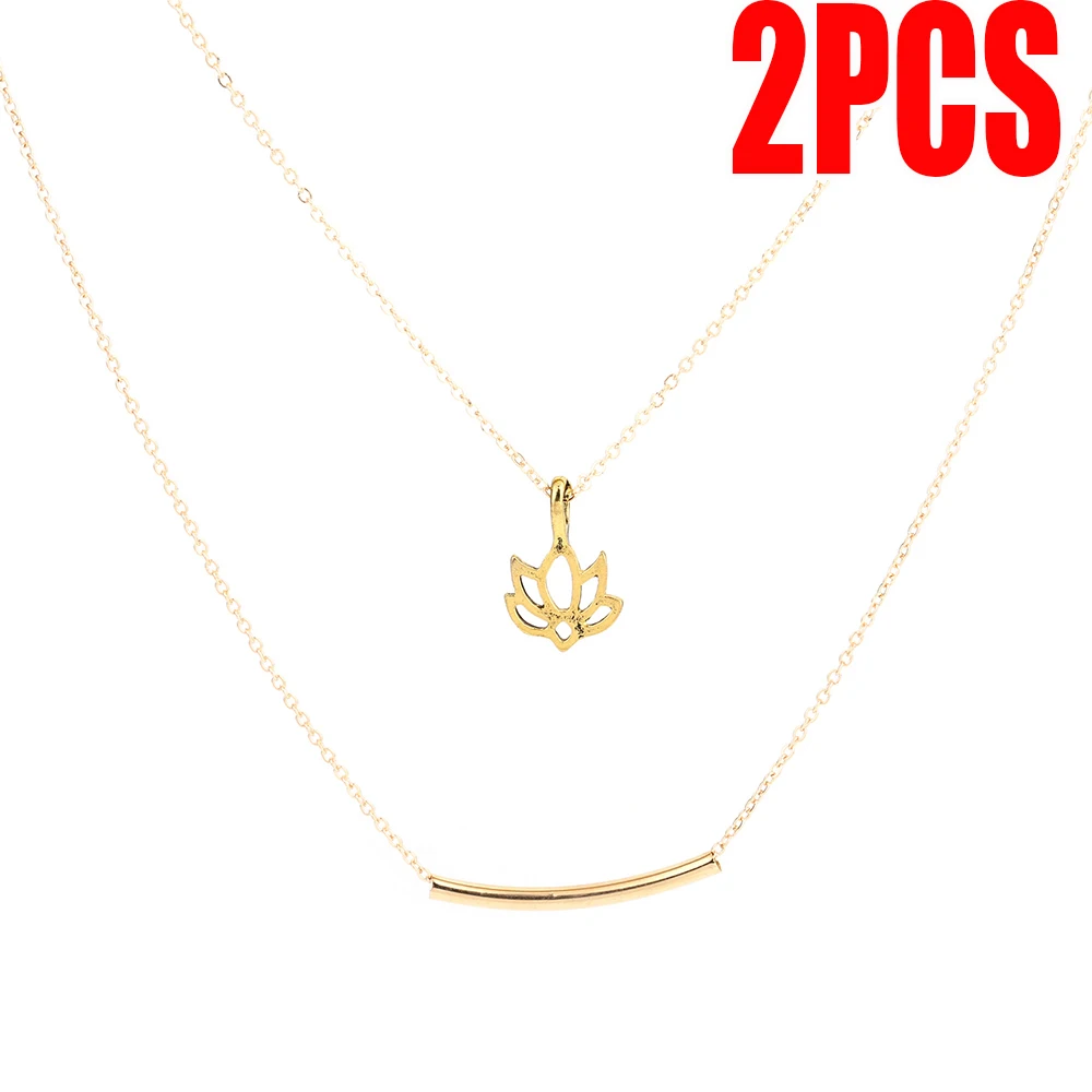 2 шт. полоса очарование дважды Слои ожерелья кулон Для женщин девушке подарок