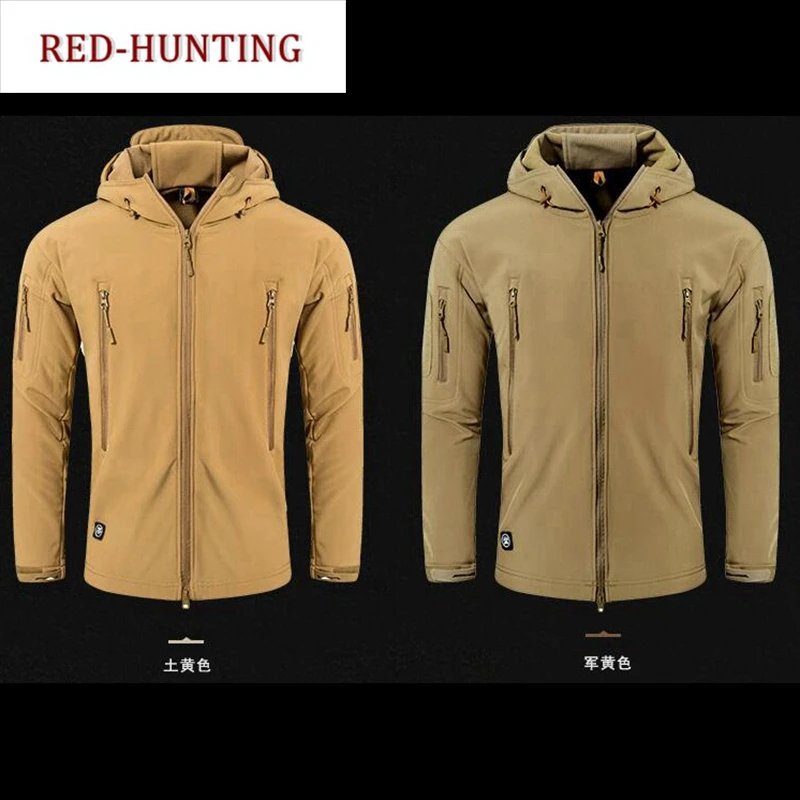 

Men's Camouflage Outdoor Waterproof Soft Shell Hooded Military Tactical Jacket Fit Hiking Hunting Travelling