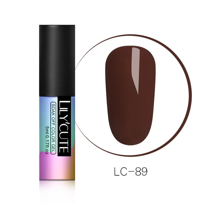 LC-89 LILYCUTE, 5 мл, серый, коричневый, кофейный цвет, Гель-лак, замачиваемый, УФ, чистый цветной гель для ногтей, лак для ногтей, долговечный Гель-лак для ногтей - Цвет: LC-89