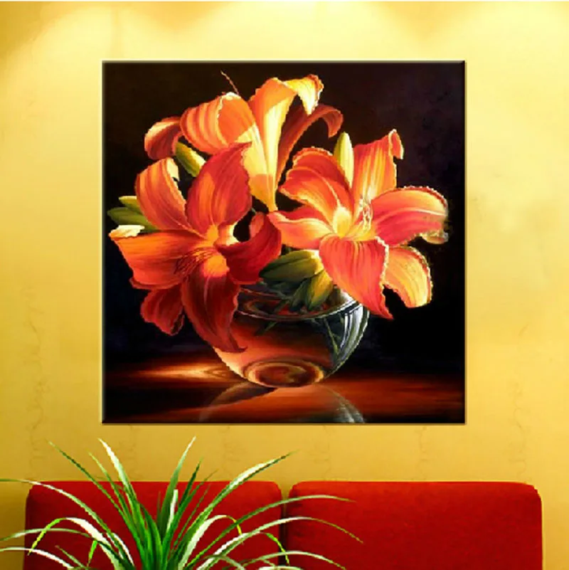 Стразы сделай сам Пластиковые алмазная вышивка золотыми лилиями круглые стразы