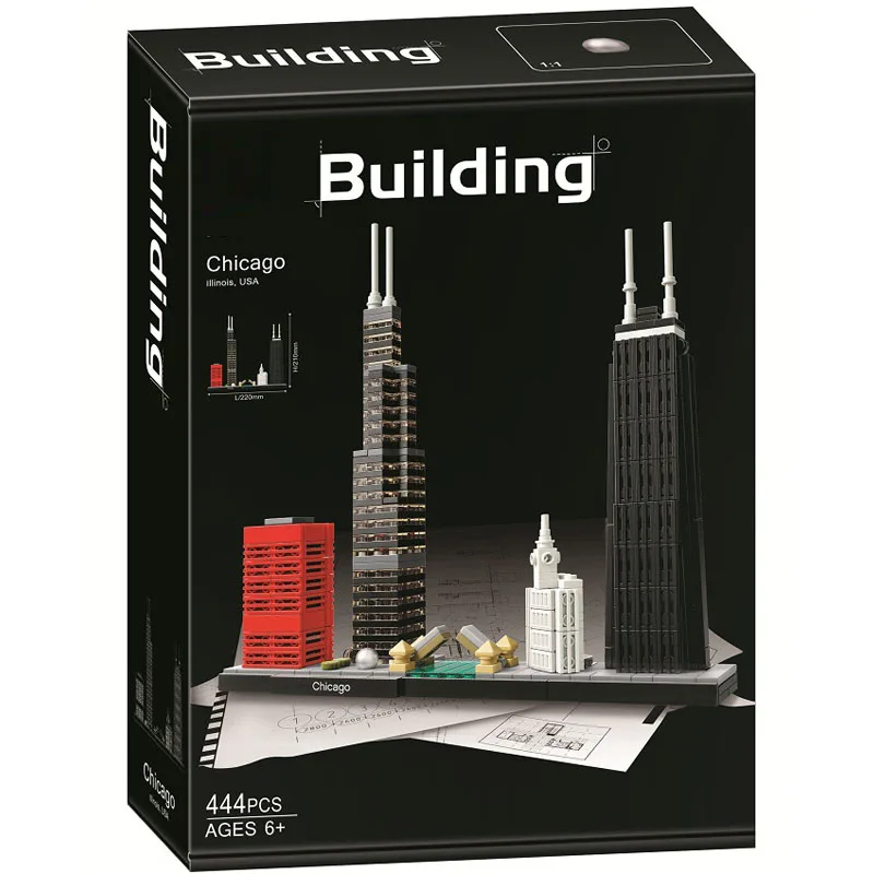 Bela 10677 город серии архитектура Чикаго Skyline Строительные блоки Набор модели