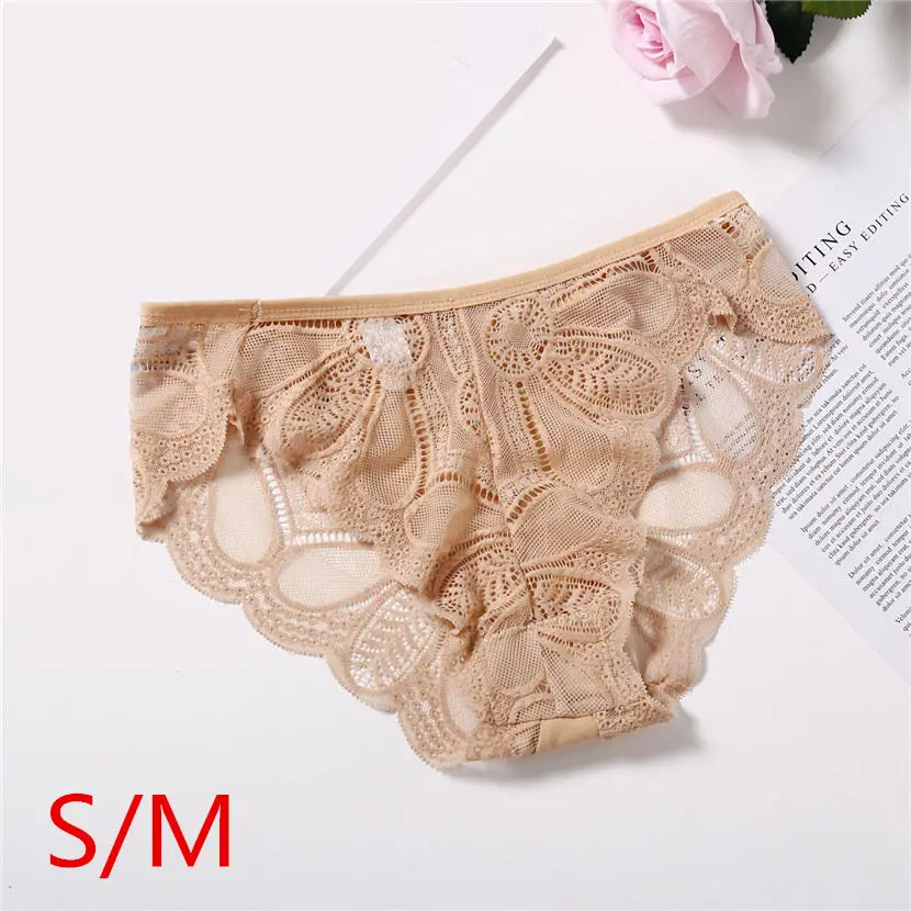 apricot S-M Плюс размер s-xl сексуальные кружевные трусики женское модное нижнее белье Соблазнительные Красивые трусы девушки Женский хлопковый с низкой талией Нижнее белье для женщин - Цвет: apricot S-M