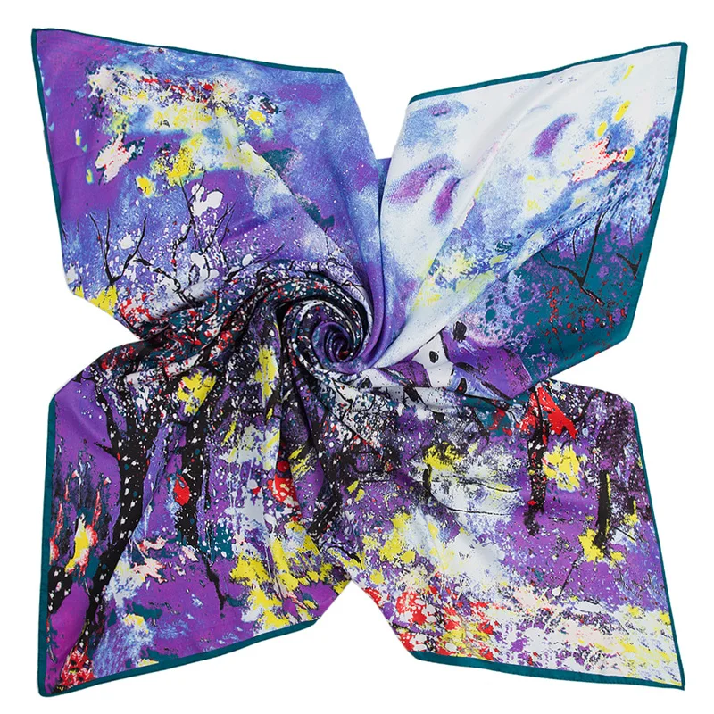 [ZHSHWJ] осенне зимний новый 100% шелковый шарф картина маслом домашняя карта Модный