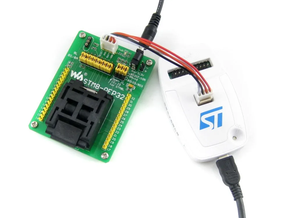 Тестирование ИС Yamaichi и сгорание розетки с простой платой особенно для микроконтроллера STM8 в посылка вке QFP32