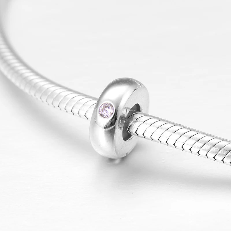 Fit Pandora Подвески разделитель браслета пробки Бусины для изготовления ювелирных изделий 925 стерлингового серебра розовый CZ круглые бусинки