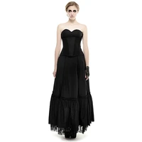 new fashion punk black linen laced gothic backless sexy strapless dress steampunk elegant charming long dress