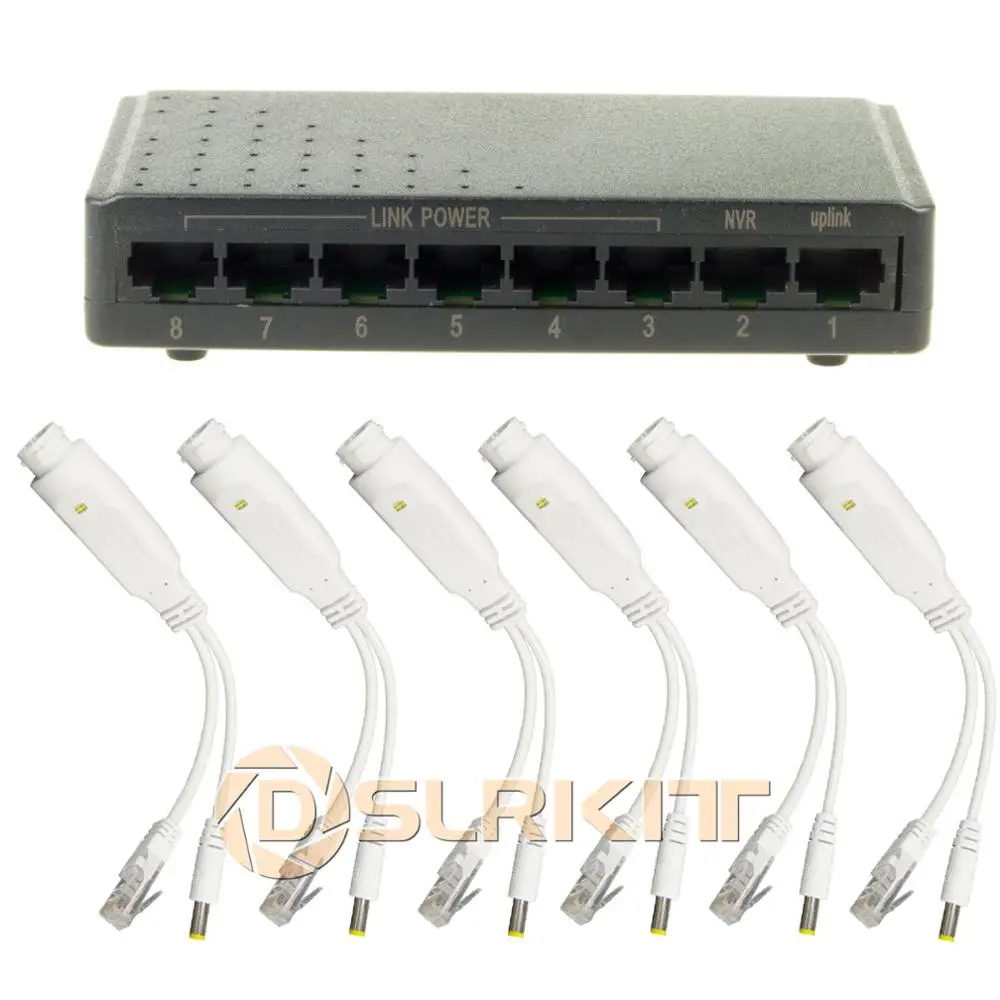 DSLRKIT 8 портов 6 PoE Kit (переключатель + разделитель) 18V 55V до 12V DC понижающий