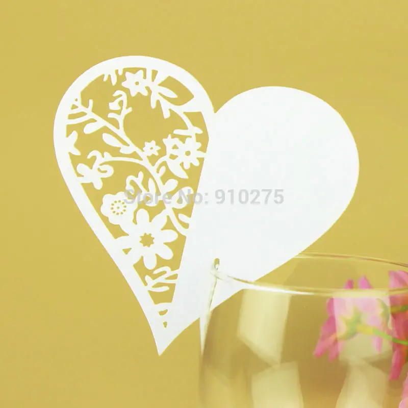 120 шт лазерная резка с вырезами сердце дизайн свадебный стол украшение вино