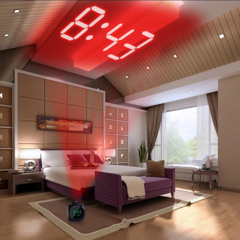 

Projection Alarm Clock With Led Lamp Digital Voice Talking Function LED Wall Ceiling Projection Alarm Snooze Temperature Display