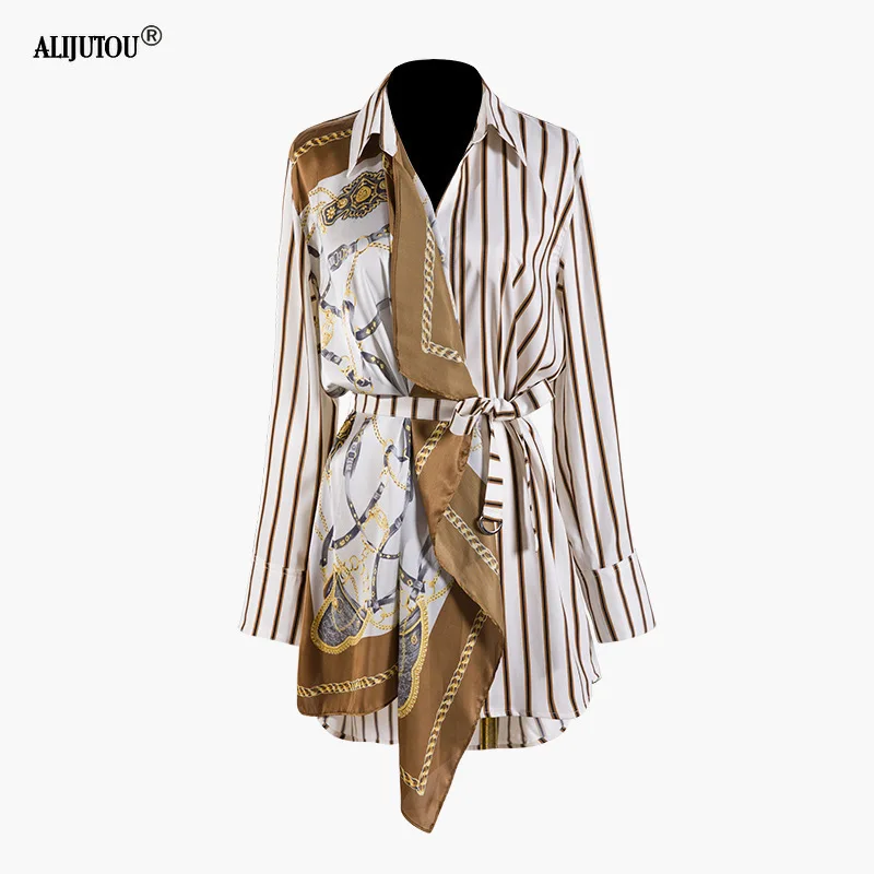 Новая весенне летняя рубашка женская 2019 Модная с лацканами длинным рукавом в