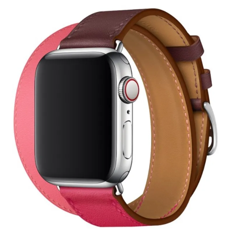 38 мм 42 40 44 двойной кожаный ремешок для Apple Watch iWatch серии 1 2 3 4 сменные ремешки