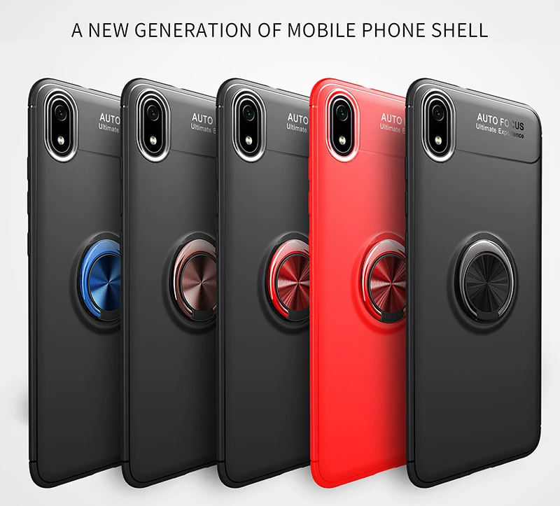 MAKAVO для Xiaomi Redmi 7A Чехол-держатель с кольцом на палец Матовая Мягкая силиконовая задняя крышка для XiAomi Redmi 8A чехол для телефона
