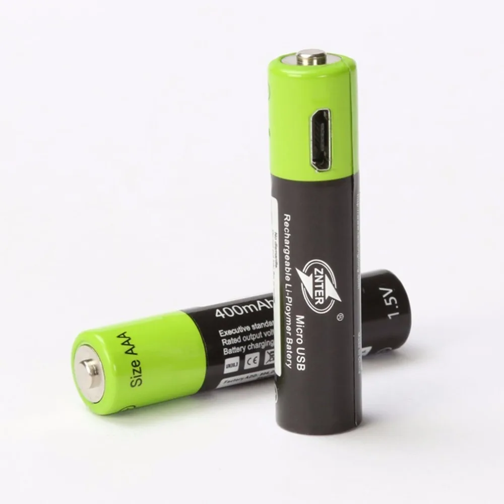 ZNTER 1 5 V 400mah AAA Mirco USB перезаряжаемые Аккумуляторы для игрушек пульт дистанционного
