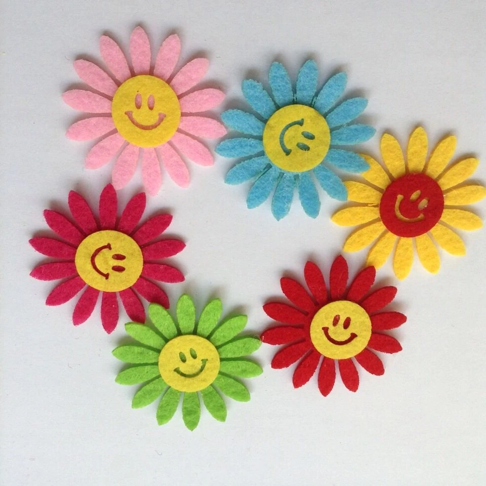 DIY felt small colorful flowers with smile 50PCS/lot 50*50mm | Дом и сад