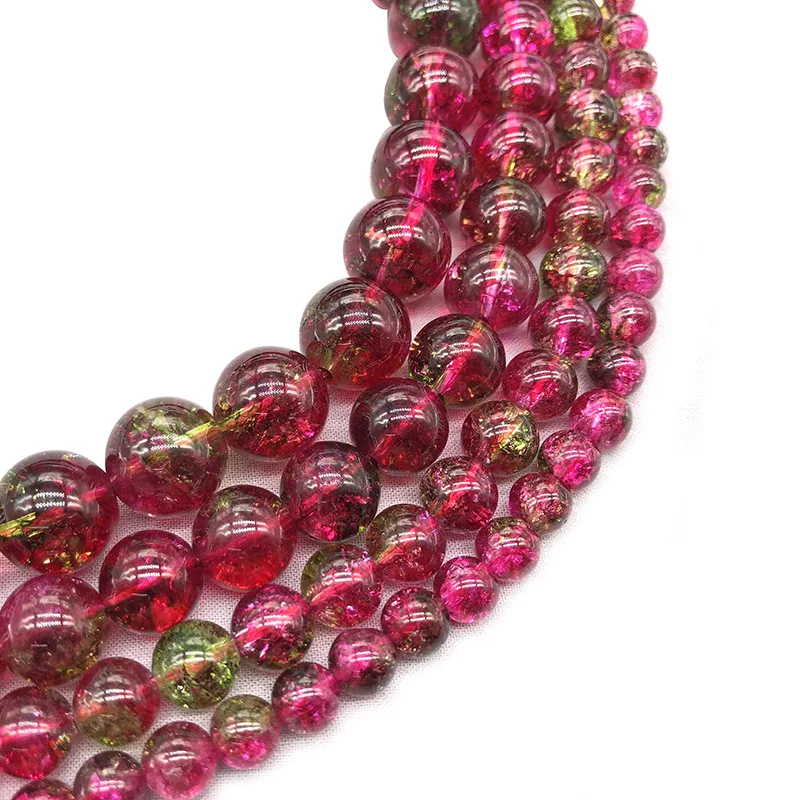 Натуральные розовые красные зеленые бусины в форме попкорна арбуза хрустальные