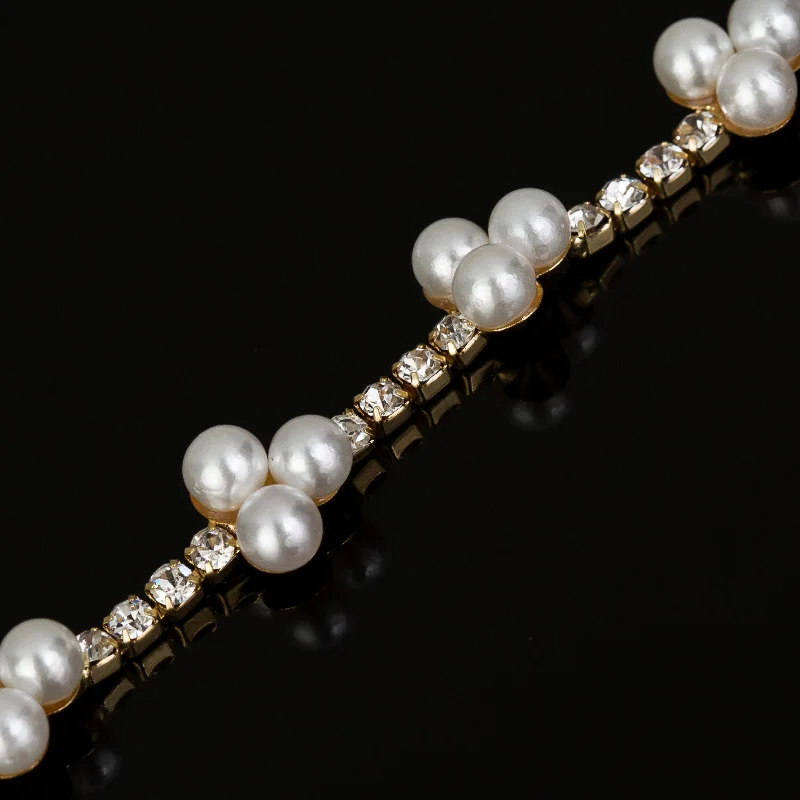 Модный браслет YFJEWE с жемчугом и кристаллами украшения для красивых женщин из