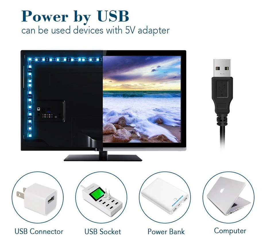 USB Светодиодные ленты светильник ТВ Подсветка 5V Водонепроницаемый RGB SMD 5050 светодиодный лента светильник s для компьютера украшение для ПК светильник Инж