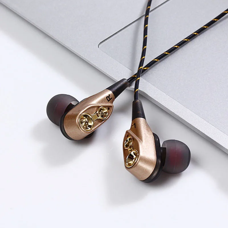 Оригинальный двойной динамический наушник два блока драйвер DIY HIFI бас сабвуфер