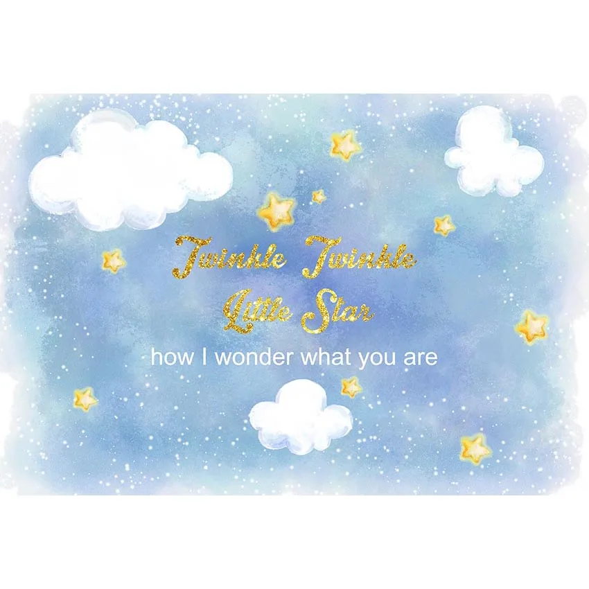 

7x5ft Twinkle Little Stars White Clouds Blue Sky Custom Photo Studio Background Backdrop Vinyl Banner 220cm x 150cm