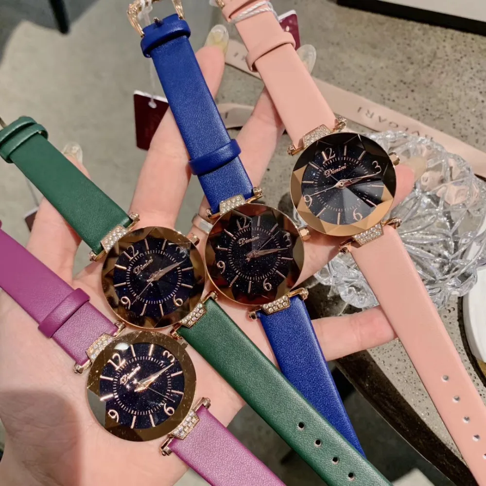 Часы женские кварцевые с ремешком из натуральной кожи водонепроницаемые