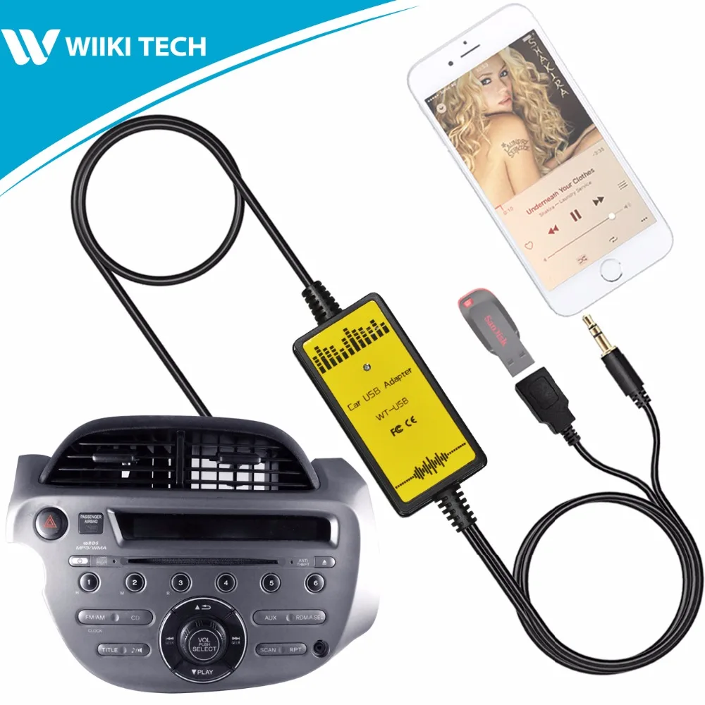 APPS2Car Car Radio USB AUX интерфейс аудио Mp3 адаптер CD Changer для Honda Fit 2006 2011|car radio mp3 aux|adapter cdadapter