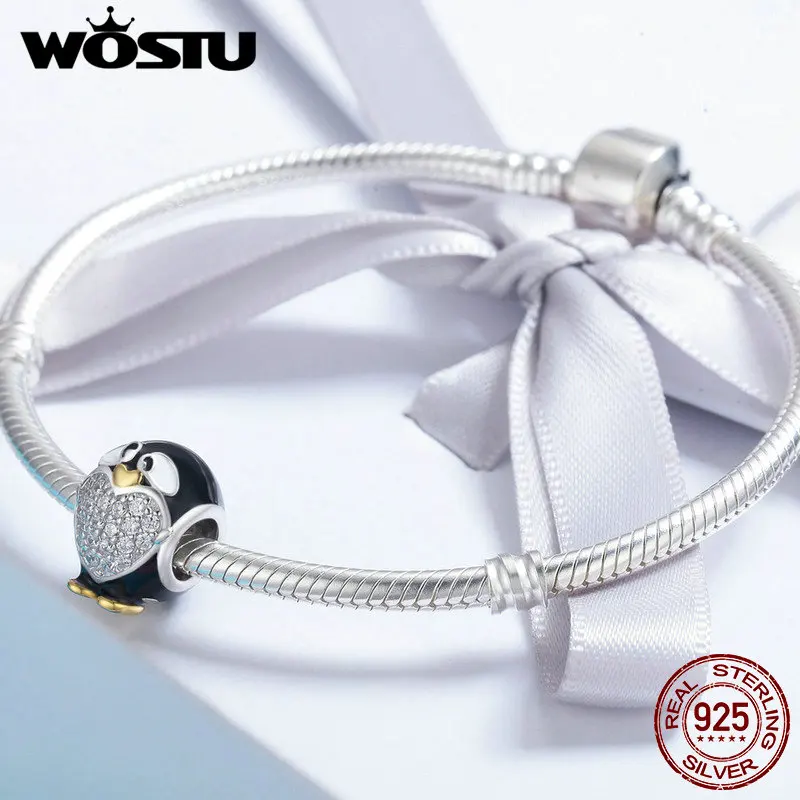 WOSTU Аутентичные 100% стерлингового серебра 925 восхитительный Дельфин прозрачный CZ