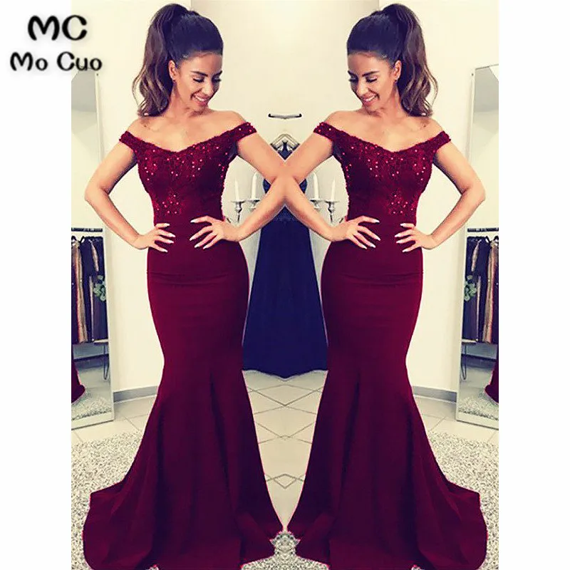 2019 вечерние платья с открытыми плечами в стиле русалки кружевное вышитое бисером