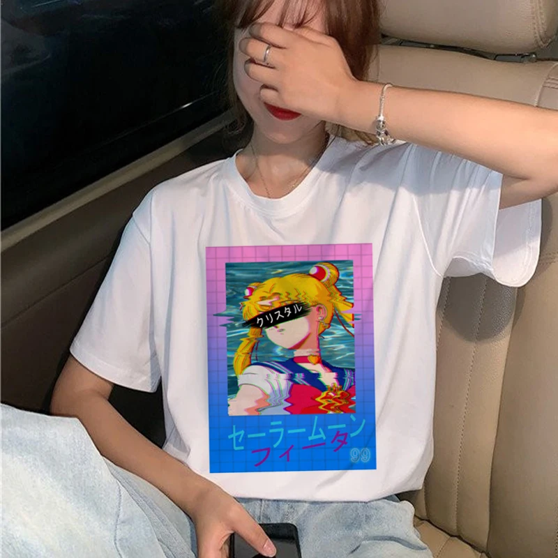 Vaporwave модная футболка женская гранж Эстетическая Harajuku Ullzang футболка 90s Графический хип-хоп футболка для девочек летние футболки для женщин