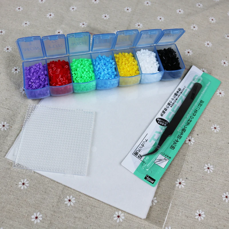 2,6 мм 7 цветов/комплект/2200 шт PUPUKOU бусины Хама Образование ребенок diy игрушка Пинцет предохранитель железная бумага комплект pegboard PUPUKOU