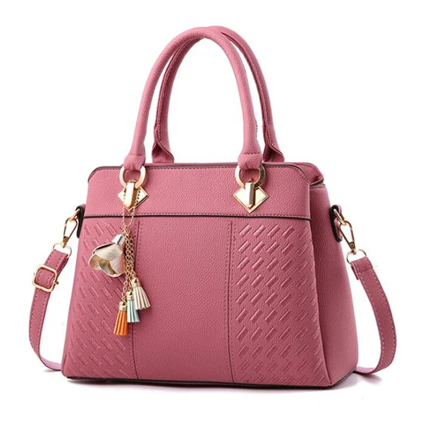 dark pink Gusure роскошные сумки для женщин сумка через плечо с кисточкой Висячие большой емкости Женские сумки на плечо вышивка Tote Sac основной - Цвет: dark pink