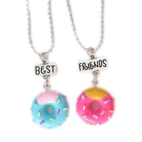 simulation donuts food bff pendant necklace children best friends couple girls friendship jewelry birthday gift
