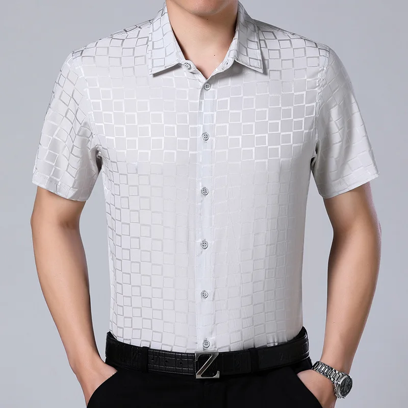 

92% Silk Short Sleeved Shirt Men's Summer Thin Silk Silk Satin Shirt