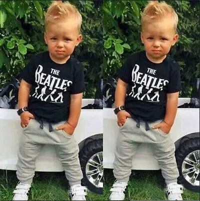 Детская одежда для маленьких мальчиков 2 предмета футболки с коротким рукавом и