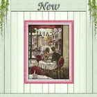 Кофейные влюбленные, Набор для вышивки крестиком DMC 14CT 11CT, полный набор для вышивки, романтические воспоминания, украшение для дома