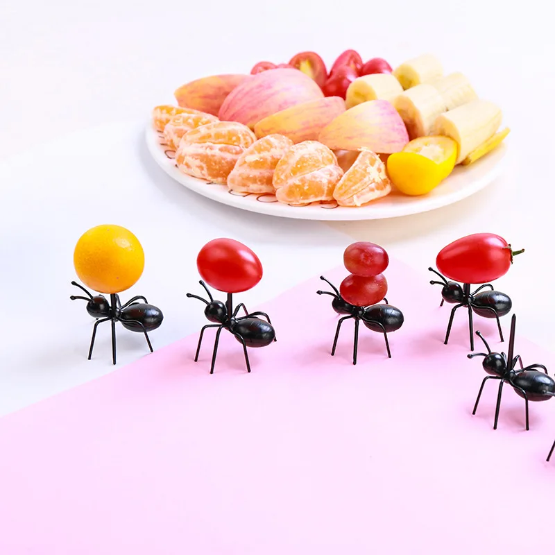 CARRYWON 12pcs/set Fruit Fork Reusable Cute Ant Tableware Multiple Use Mini Snack Cake Dessert Forks Kitchen Gadgets |