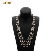 fashion little stars layered choker necklace for women gold mix color copper star bohemia necklace statement jewelry 2019 gift