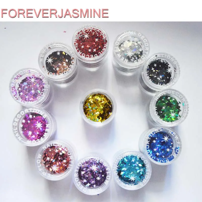 FOREVERJASMINE 12 шт. Серебристые сверкающие радужные бриллиантовые блестящие