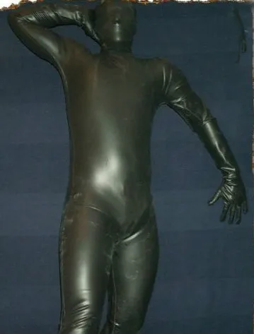 

Latex Rubber Gummi Suit Catsuit Black zipper Full-body Bodysuit Tights Size XS~XXL