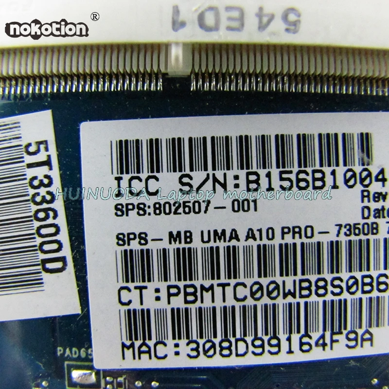 Материнская плата NOKOTION 802507-001 для ноутбука HP Elitebook 725 G2 A10 Pro 7350B CPU 6050A2631301-MB-A02 |