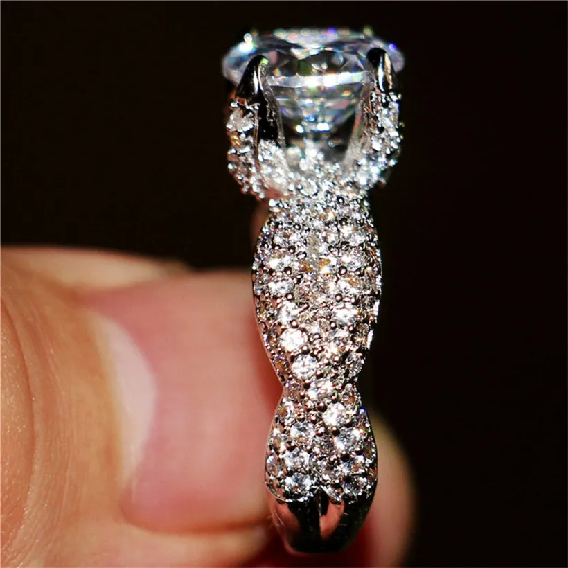Винтажное 14KT белое золото заполненное проложить Установка 5A CZ Дракон коготь 3CT