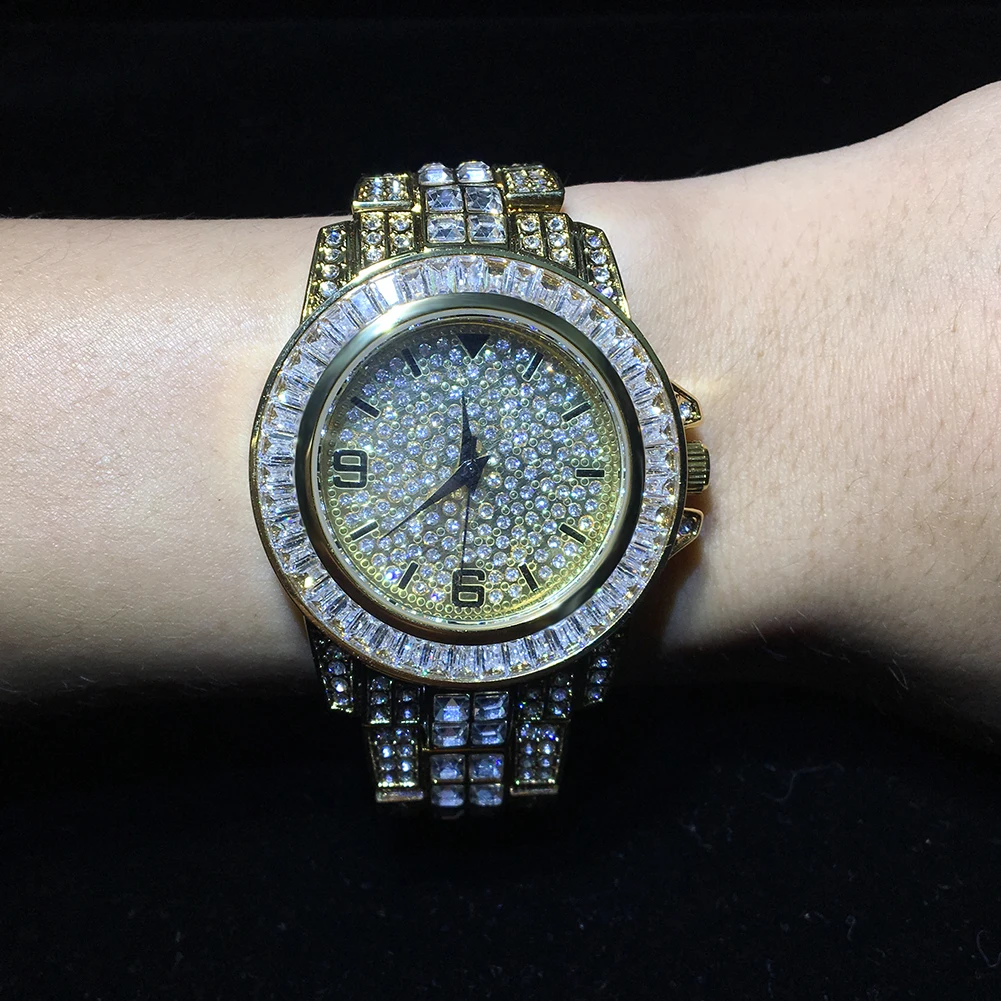Uwin полностью Iced Out мужские часы из нержавеющей стали модные роскошные стразы кварцевые квадратные наручные часы деловые часы