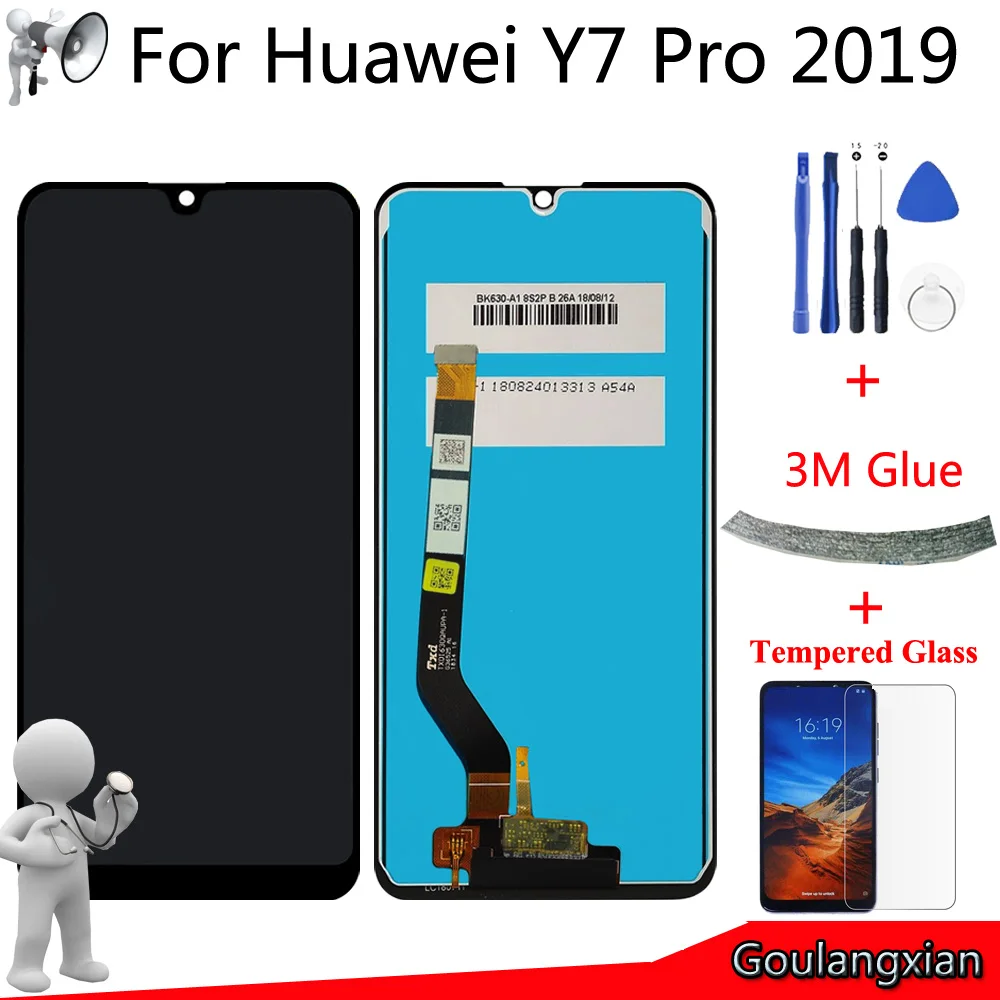 Оригинальный ЖК дисплей AAA для Huawei Y7 Pro 2019 дюймовый полный сенсорный экран