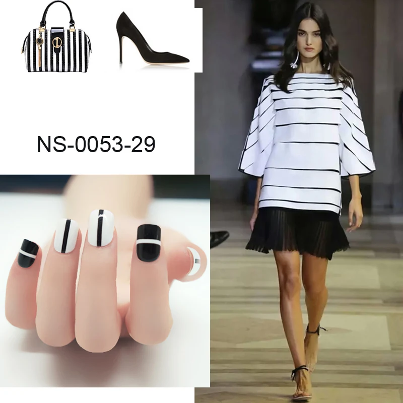 Новый 24 шт./компл. простой дизайн 2017 короткие накладные ногти Nep nagels для украшения