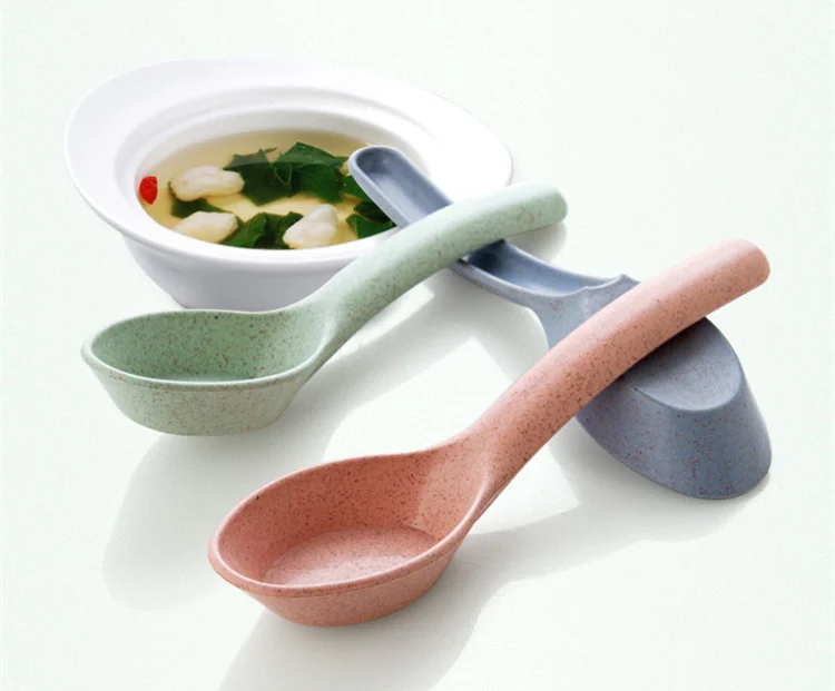 3 шт. Новый Ложка Творческий Бытовой Посуда Пшеничной Соломы Здоровый Зеленый Не
