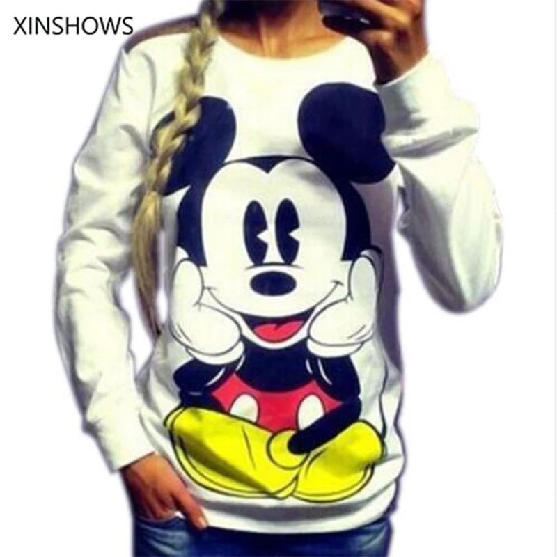 Женская толстовка с длинным рукавом европейский стиль принтом Микки свободная