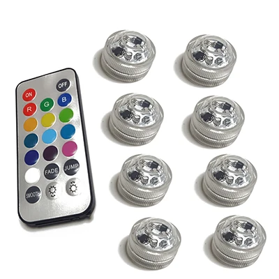 1 Controller 8 Lamp 3 Led RGB погружной светильник с дистанционным управлением, на батарейках, подводный Ночной светильник, ваза, чаша, для улицы, для сада, вечерние, украшения - Испускаемый цвет: 1 Controller 8 Lamp