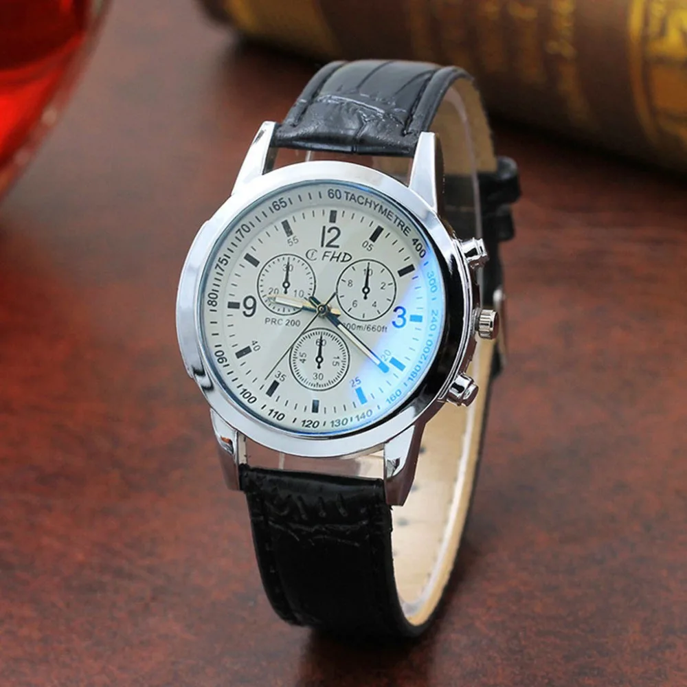 

2019fashion creative watches New Men's Blu Ray Glass Watch male clock Neutral Quartz Simulates The Wrist Watch relogio feminino